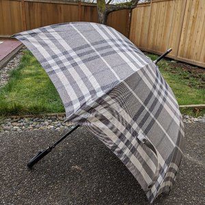 Burberry Shimmer Check 38" Umbrella Leather Handle